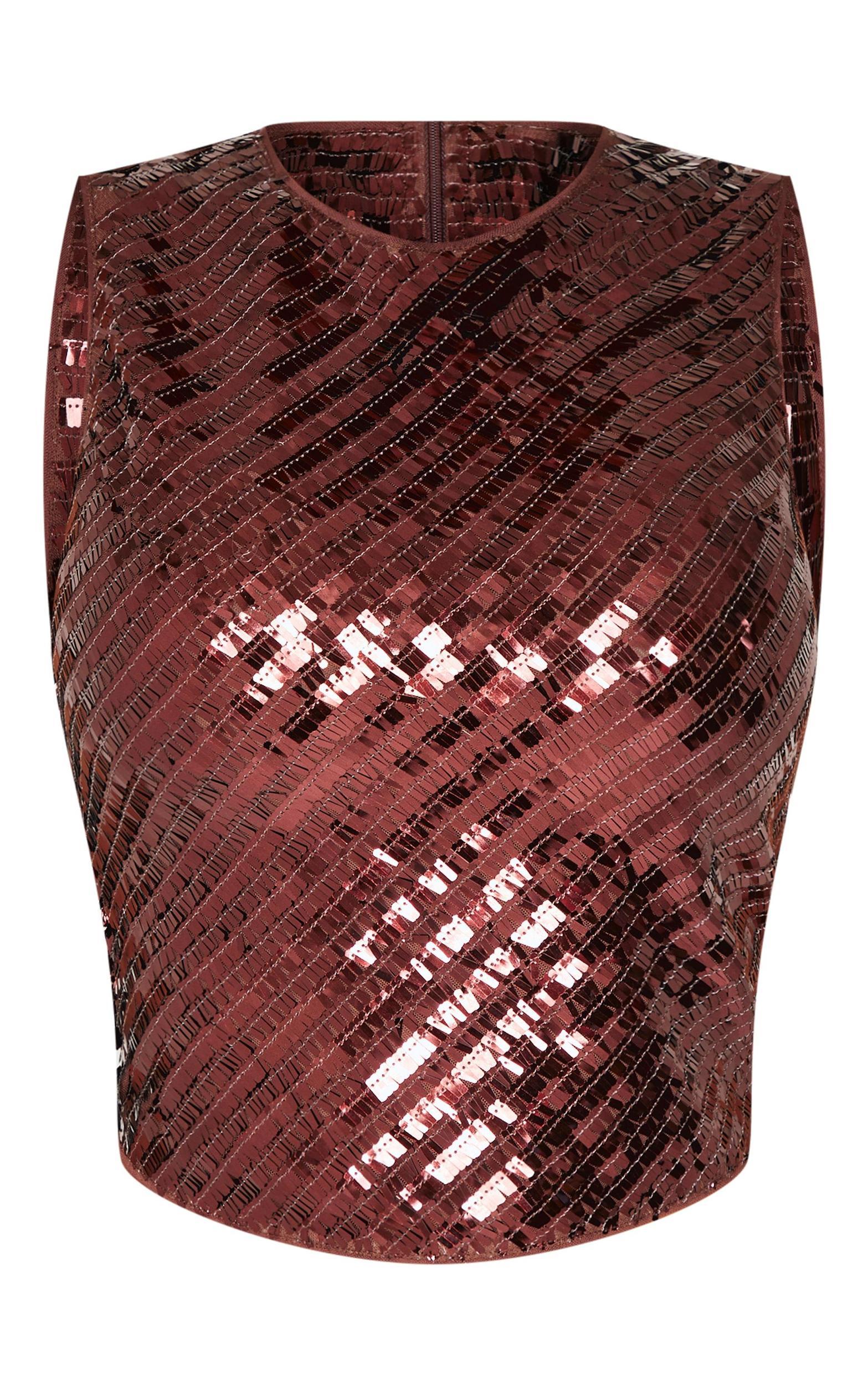 Shape Chocolate Sequin Sleeveless Tank Top Product Image