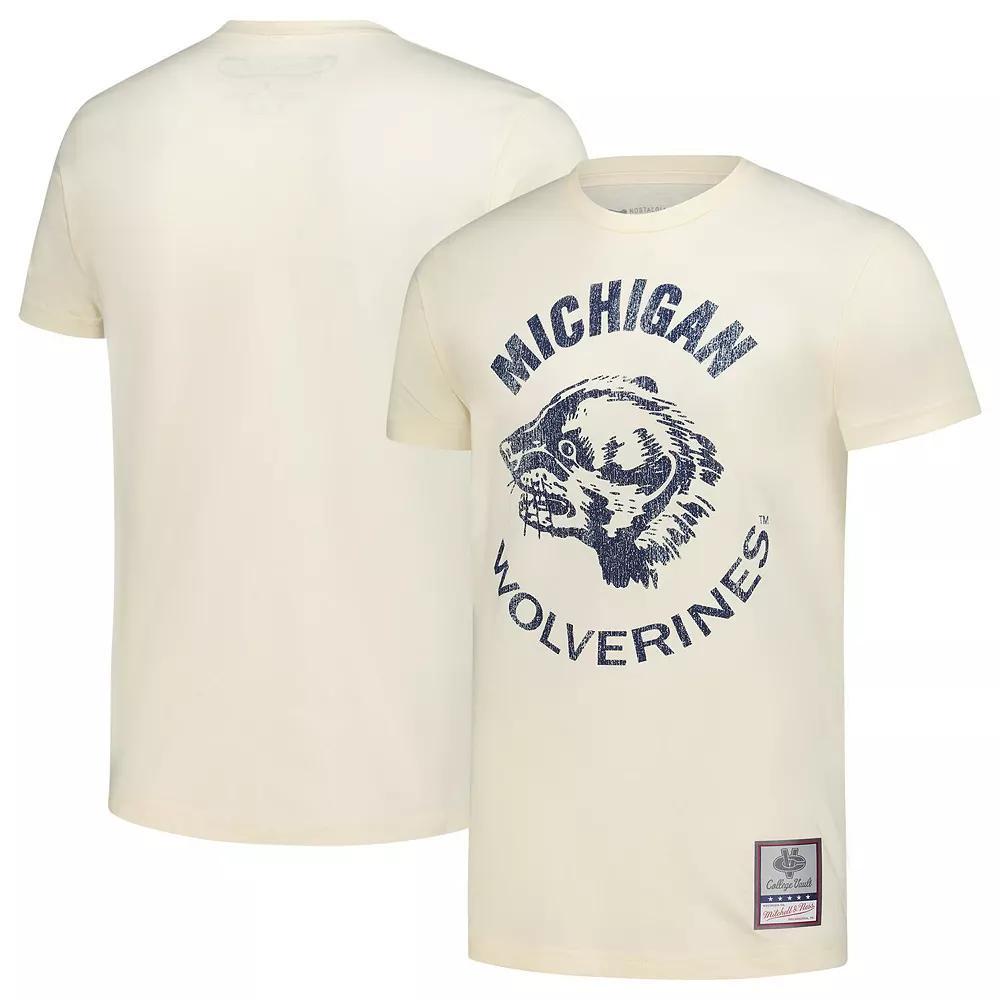 Men's Mitchell & Ness  Cream Michigan Wolverines Vintage Tone T-Shirt, Size: 3XL, Beige Product Image