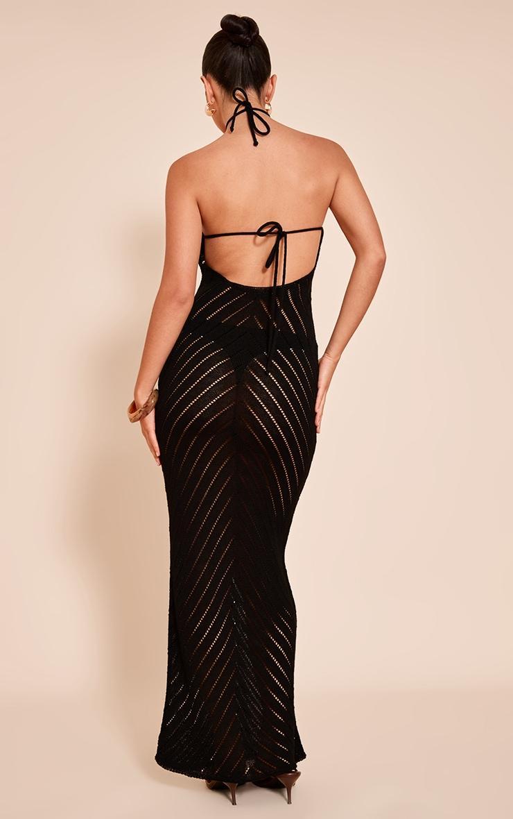Black Chevron Knitted Maxi Dress Product Image