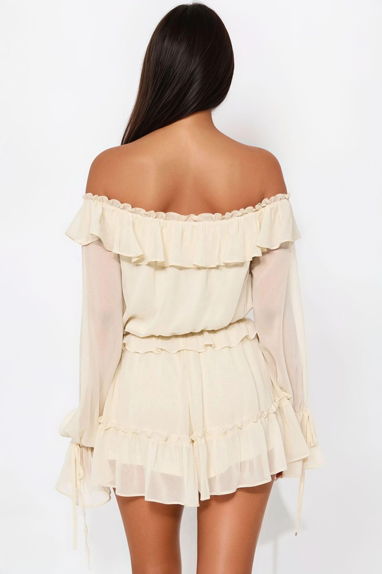Love Story Long Sleeve Romper - Cream Product Image