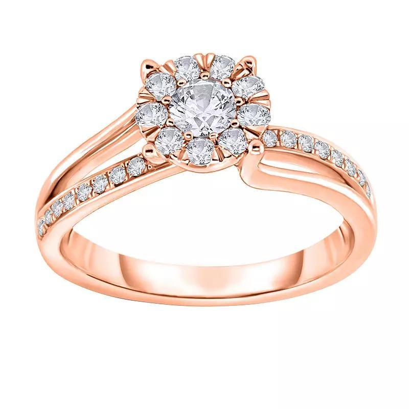 14k Rose Gold 3/8 Carat T.W. Diamond Engagement Ring, Women's, Size: 7 Product Image