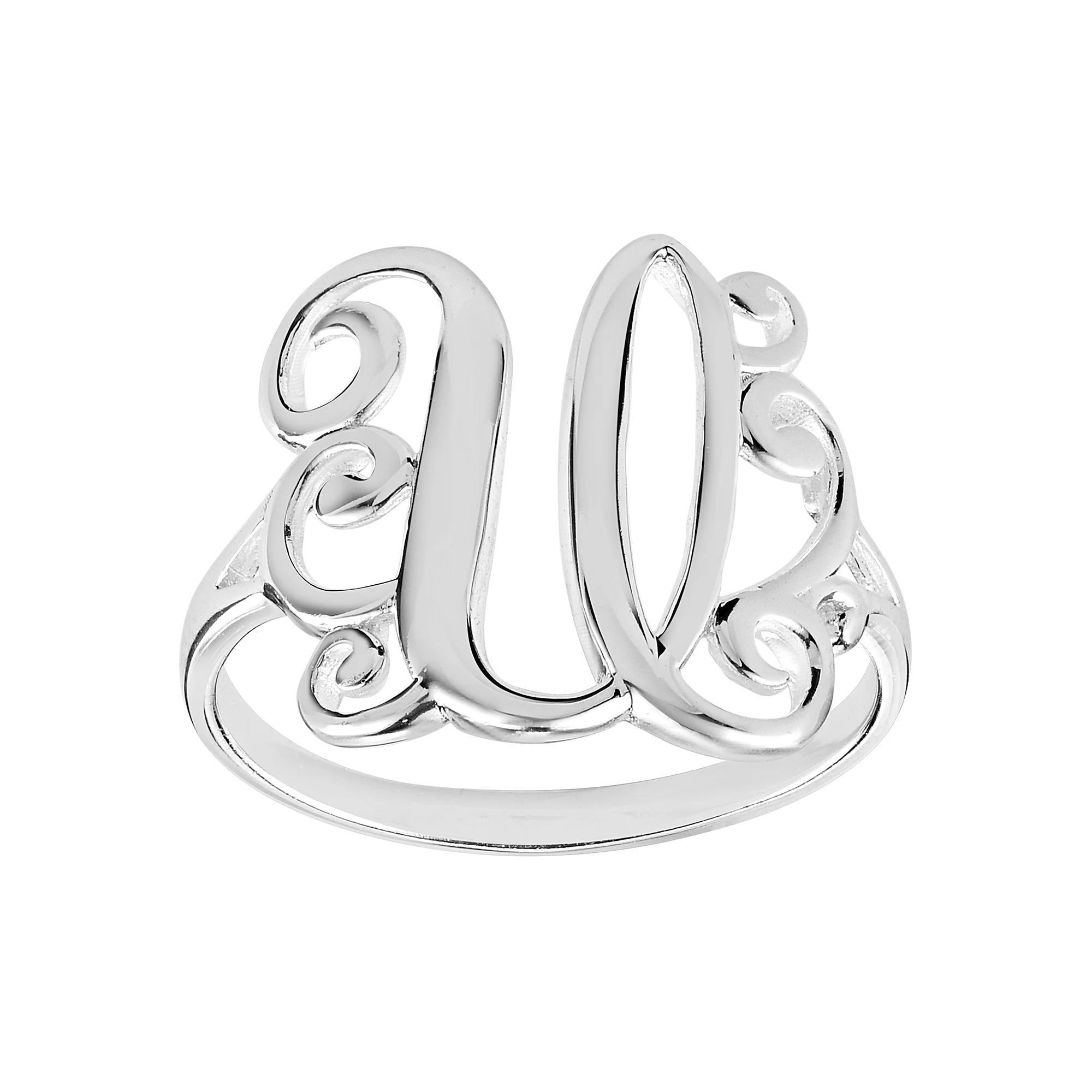 PRIMROSE Sterling Silver Monogram Initial Ring, Women's, Size: 9, U Product Image