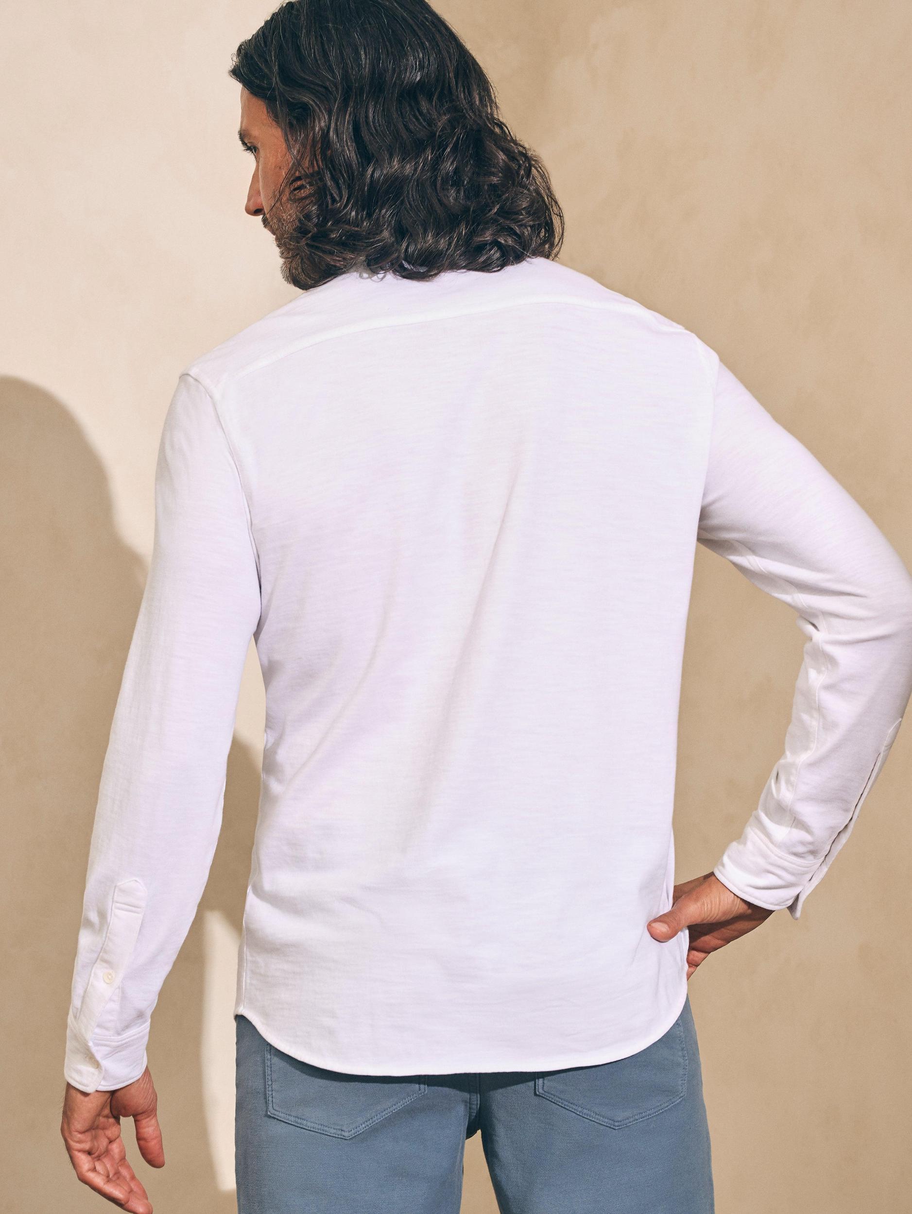 Sunwashed Knit Shirt (Single Pocket) - White Male Product Image