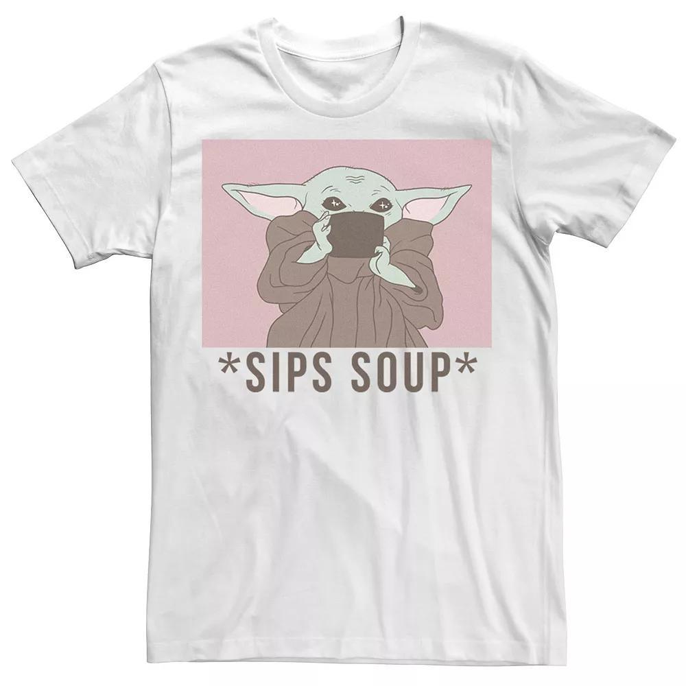 Men's Star Wars The Mandalorian The Child Sips Soup Portrait Tee, Size: XXL, White Product Image