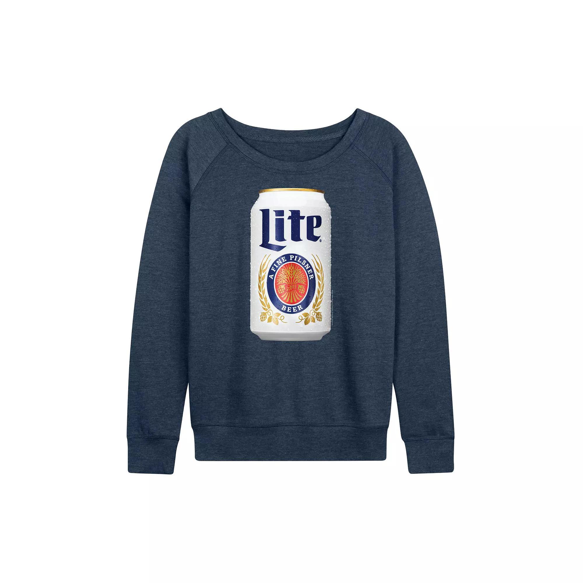 Womens Miller Lite Can Lightweight French Terry Sweatshirt Grey Indigo Product Image