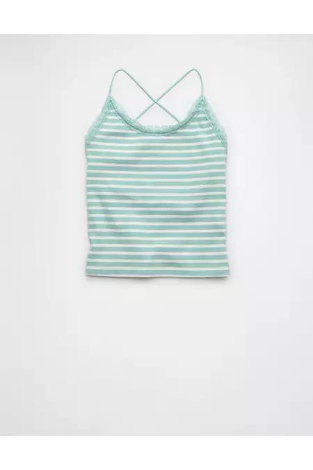 AE Strappy Go Lucky Cropped Lace Tank Top Women's Product Image