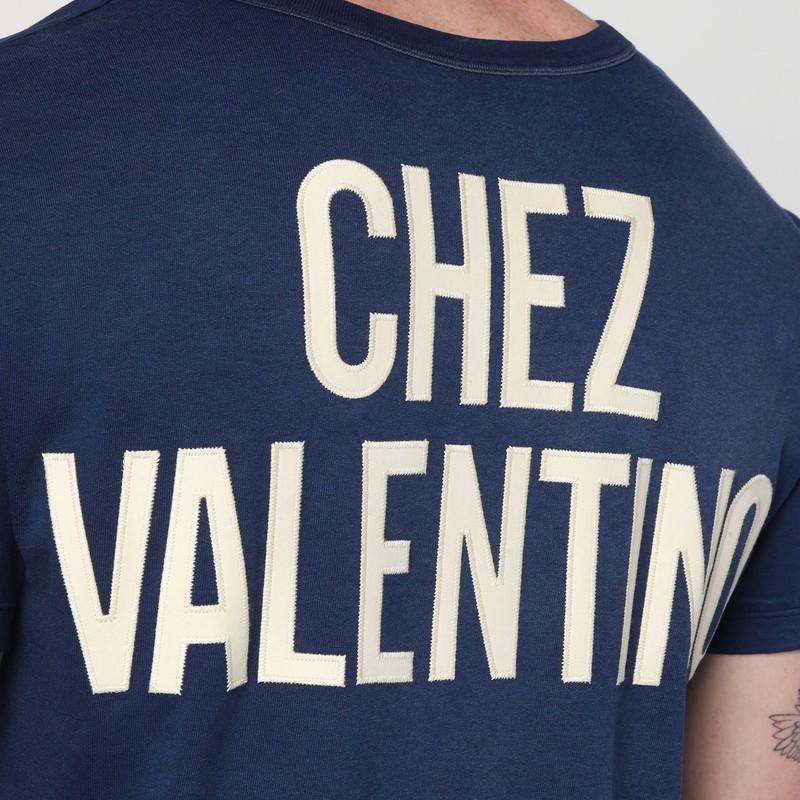 VALENTINO Garavani Navy Cotton T-shirt In Blue Product Image