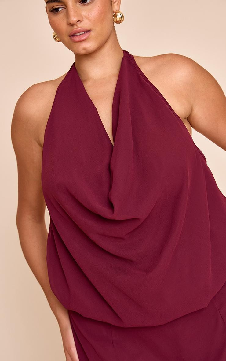 Plus Plum Chiffon Cowl Neck Maxi Dress Product Image