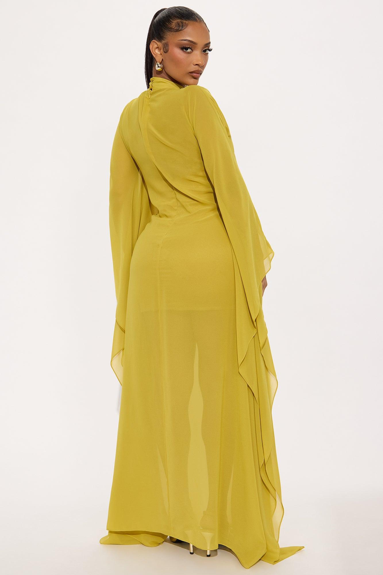 Flying High Chiffon Maxi Dress - Chartreuse Product Image