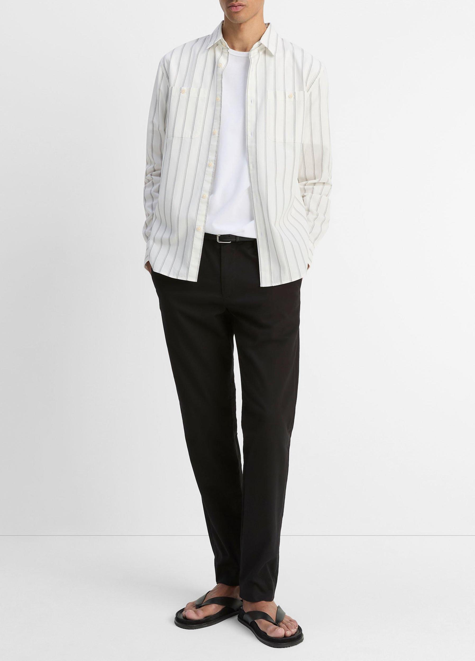 Port Stripe Cotton Button-Front Shirt Product Image