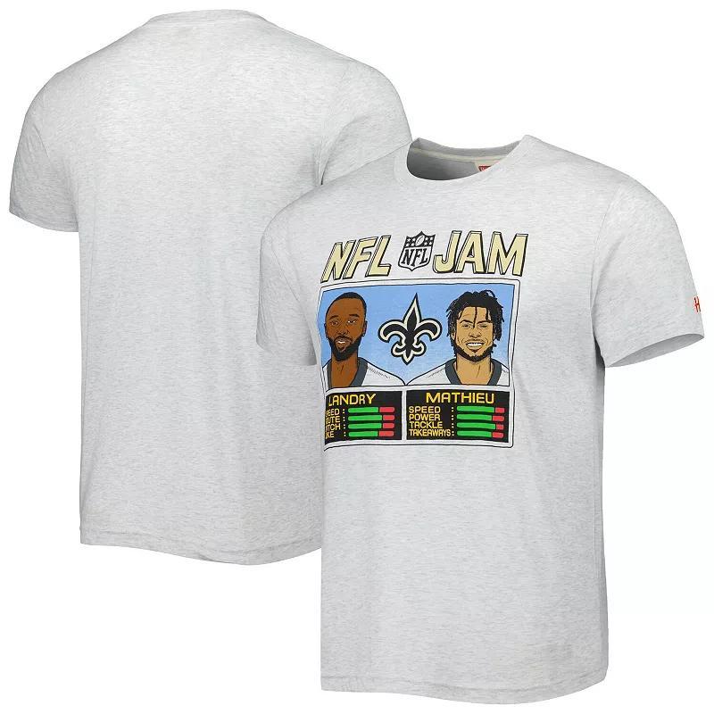 Mens Homage Jarvis Landry & Tyrann Mathieu Heather Gray New Orleans Saints NFL Jam Tri-Blend T-Shirt Product Image