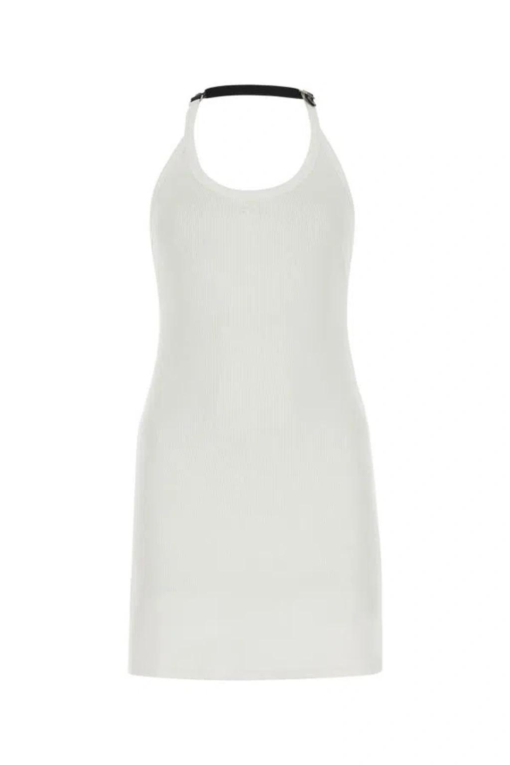 COURRÈGES Courreges Woman White Stretch Cotton Fitted Mini Dress Product Image