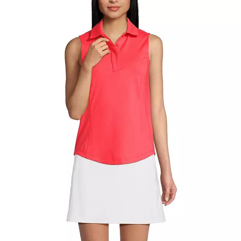 Women's Lands' End High Impact Polo Tank, Size: Medium, Pale Yellow Product Image