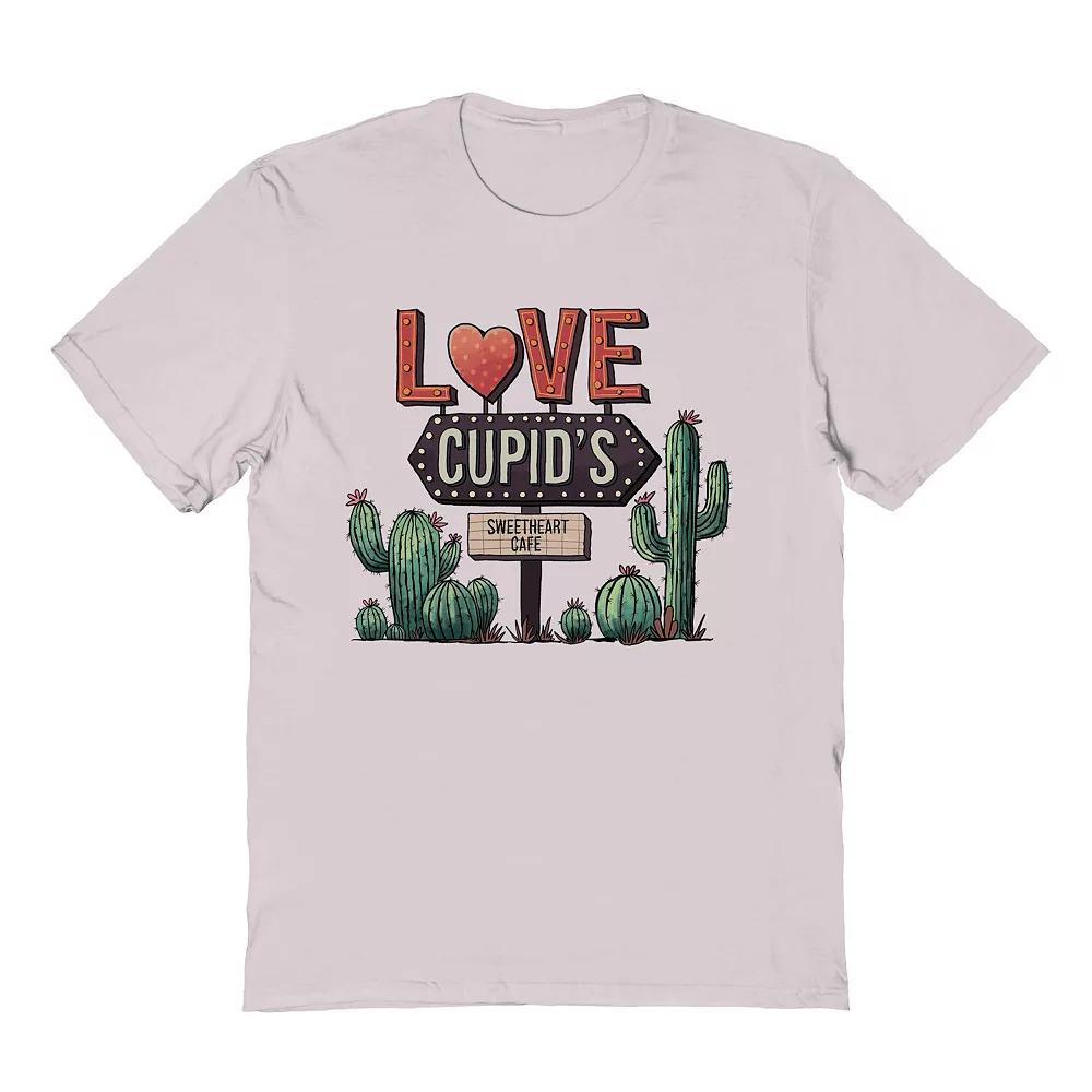 Men's Love Cupid's Sweetheart Cafe Valentine's Day Graphic Tee, Size: Large, Ice Gray Product Image