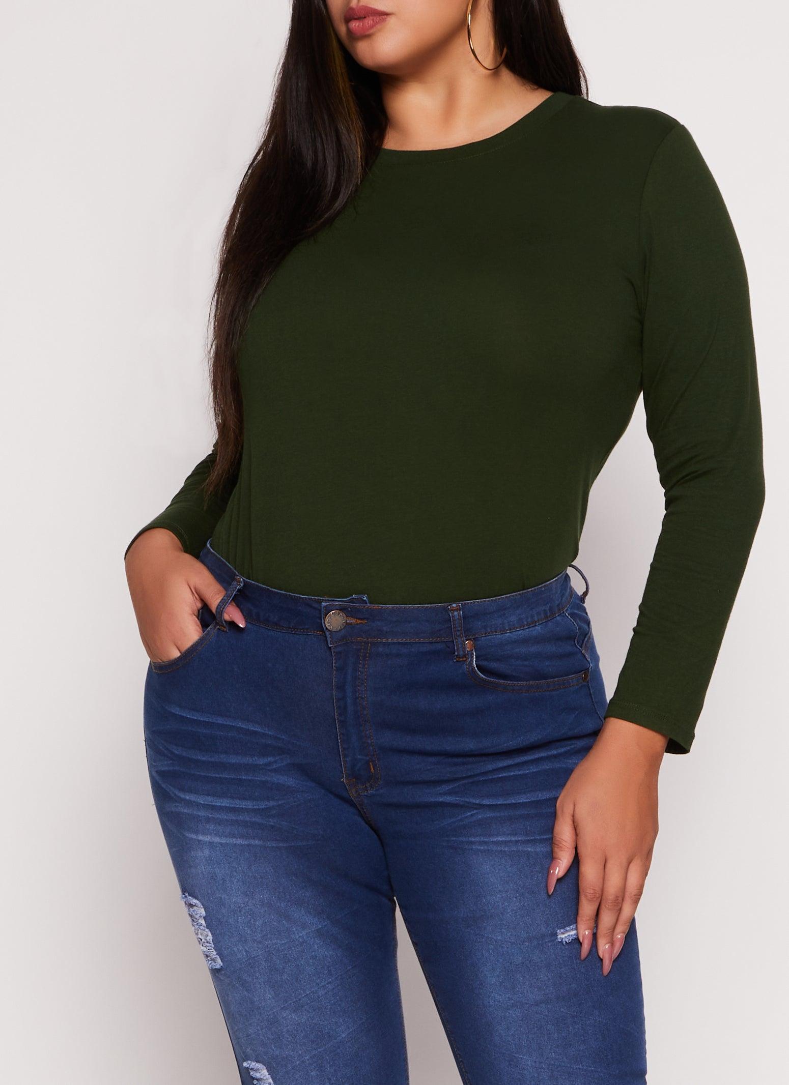 Womens Plus Size Long Sleeve Basic T Shirt Product Image