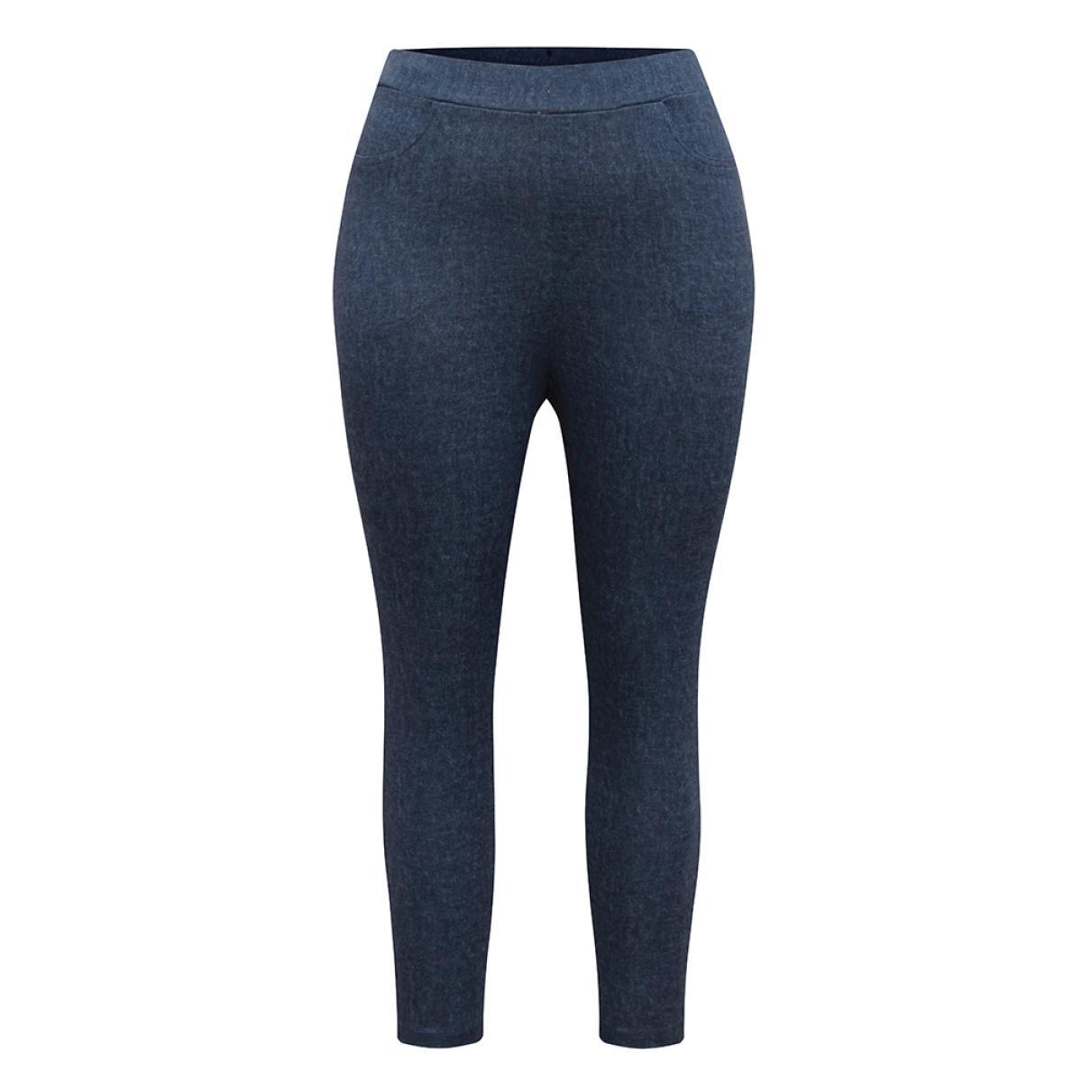 Plus Size Heather Knit Denim High Rise Skinny Leggings Women Midnight Casual High stretch Skinny High Rise Dailywear Leggings BloomChic 26/4X Product Image