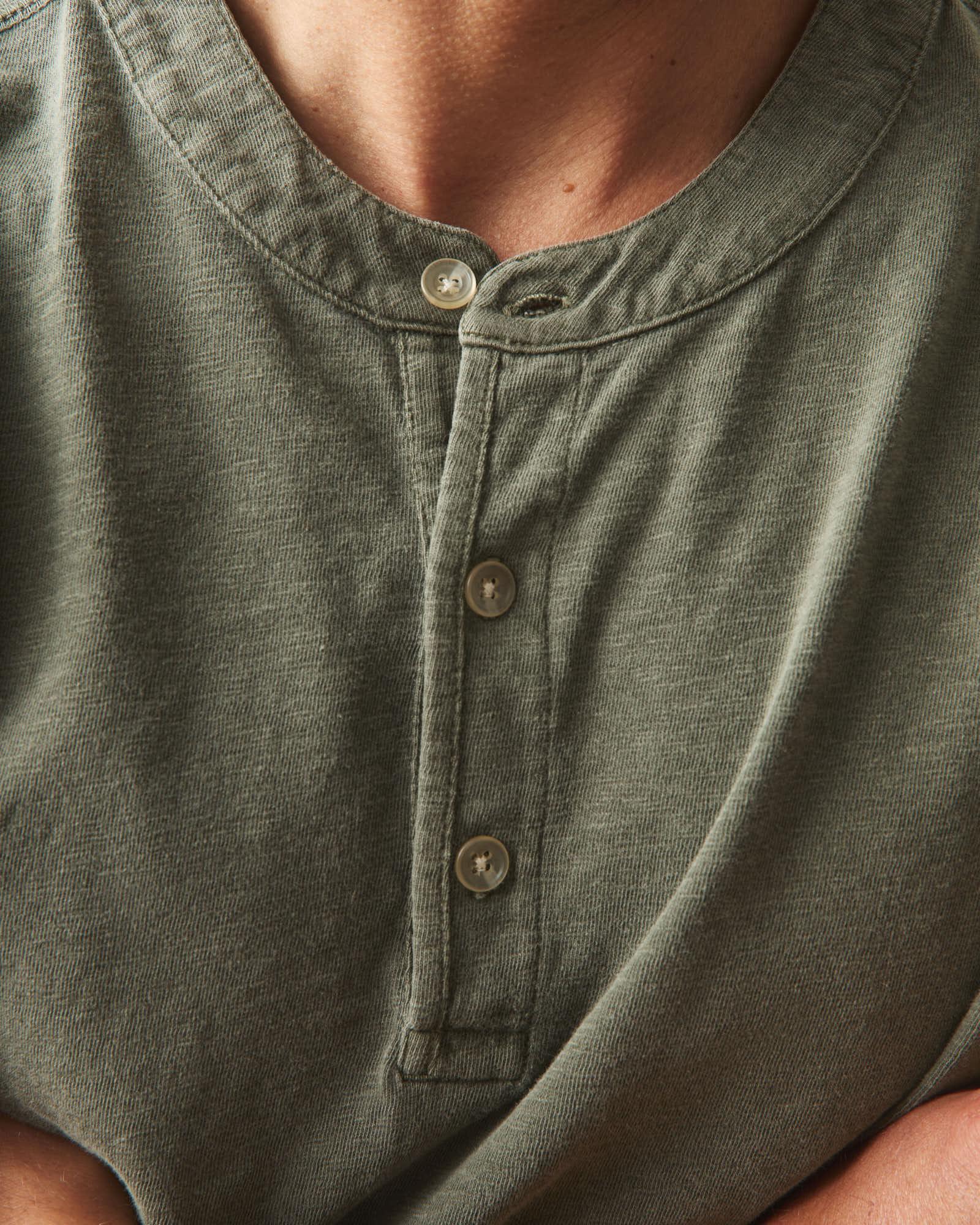 Men's Broken-In Premium Slub Henley Tee - Washed Olive Product Image