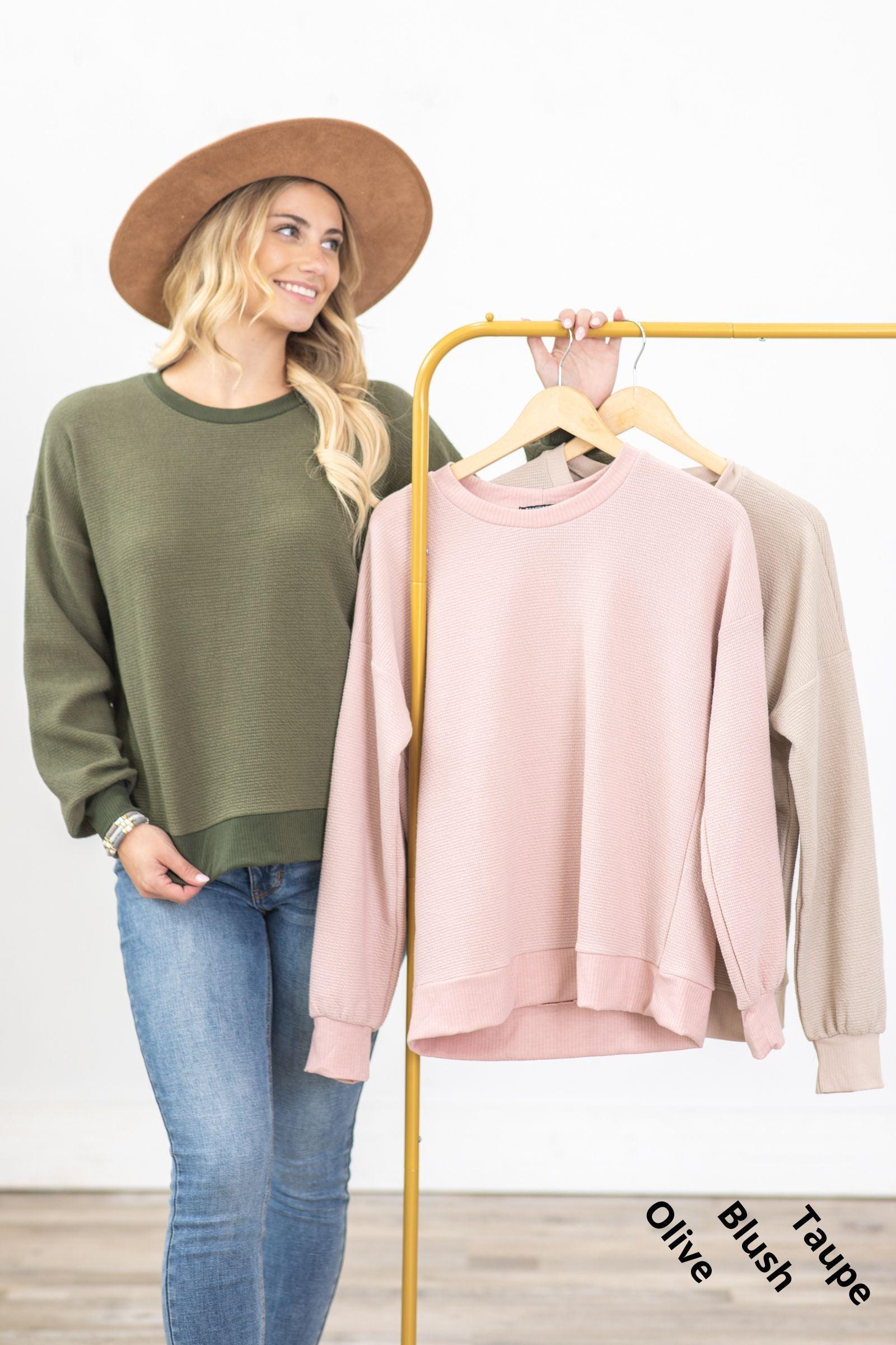 Two-Tone Textured Terry Knit Top Product Image