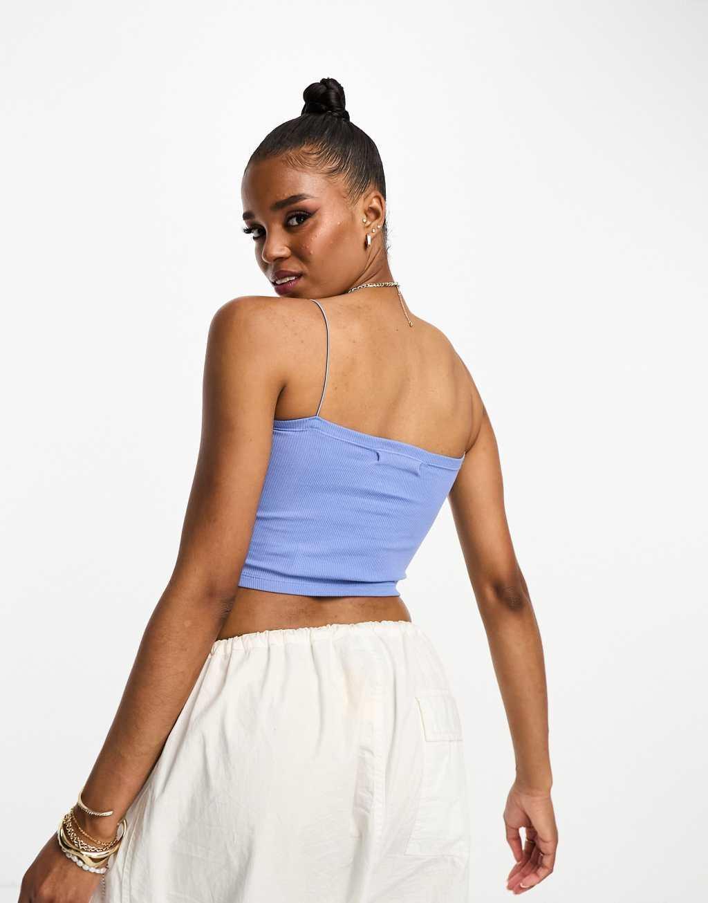 Pull & Bear 2 pack strappy ribbed tube crop top Product Image