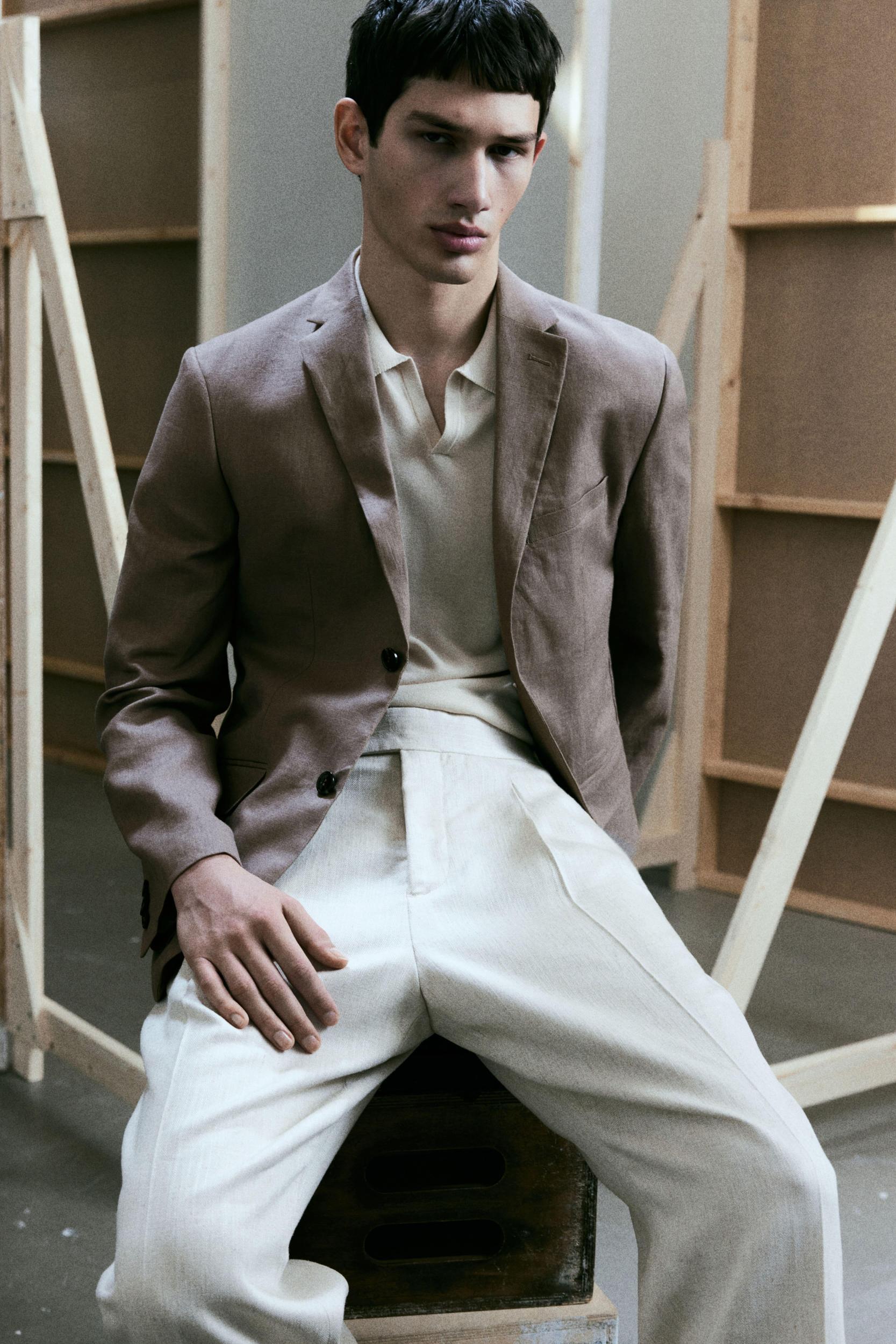 Slim-Fit Linen Jacket Product Image