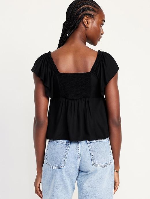 Flutter-Sleeve Crepe Top Product Image