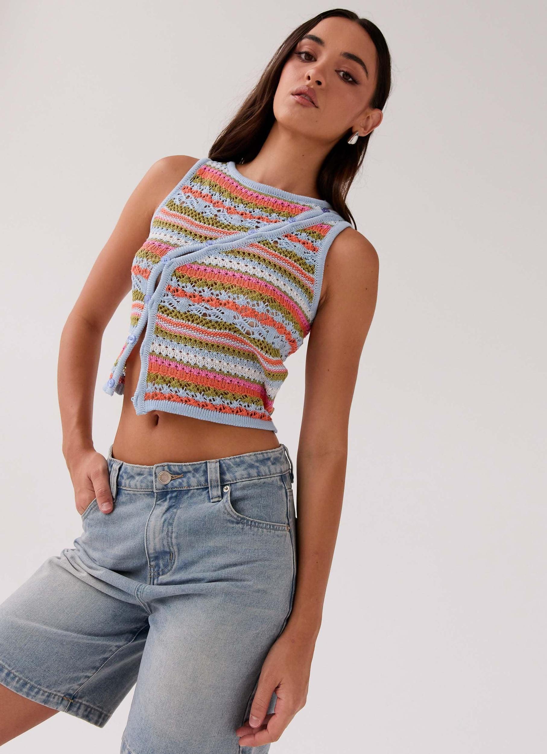 Chromatic Charm Knit Top - Citrus Oasis Product Image
