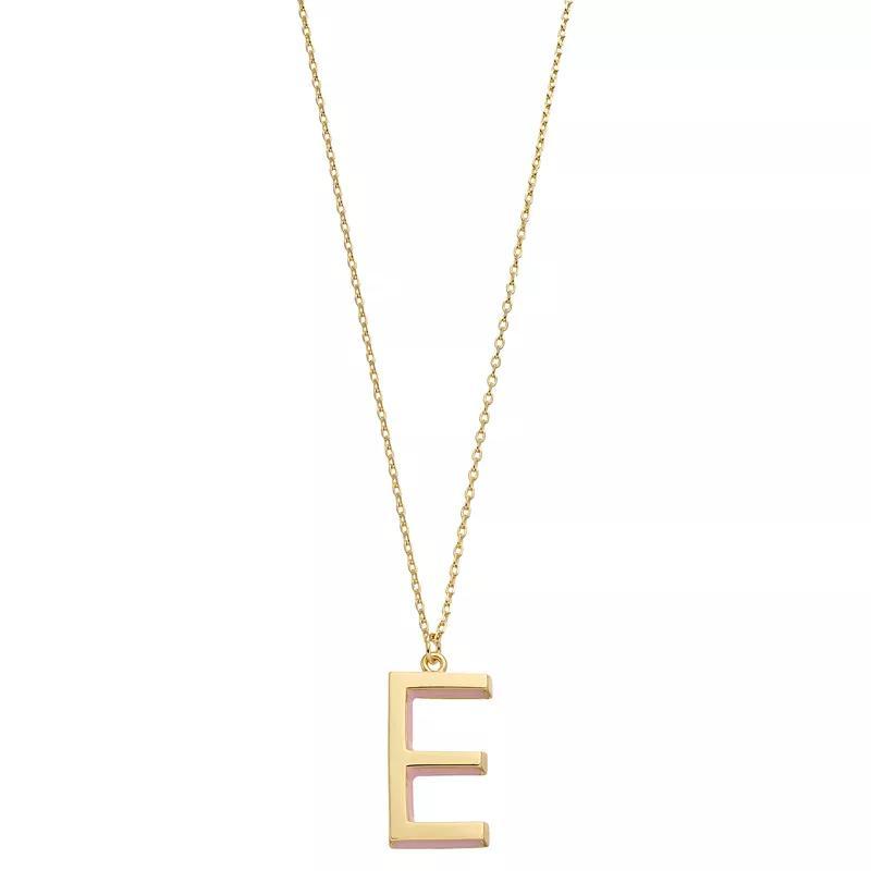 City Luxe Gold Tone Initial Charm Pendant Necklace, Women's, Size: 18", Gold Tone E Product Image