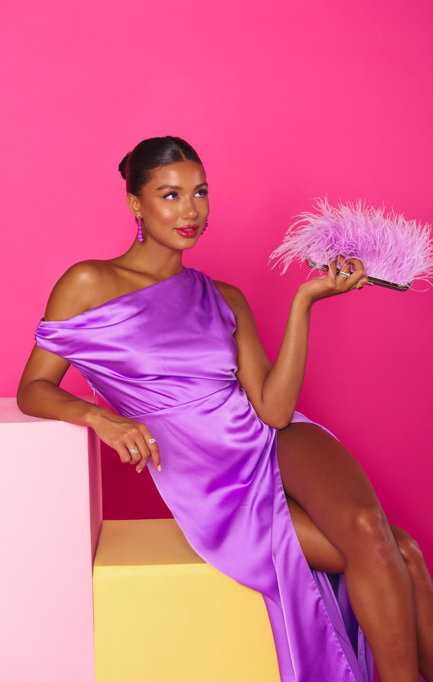 Jodie Dress ~ Violet Luxe Satin Product Image