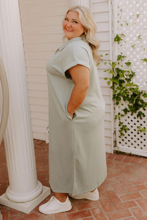 Cue The Casual T-shirt Midi Dress in Sage Curves Product Image