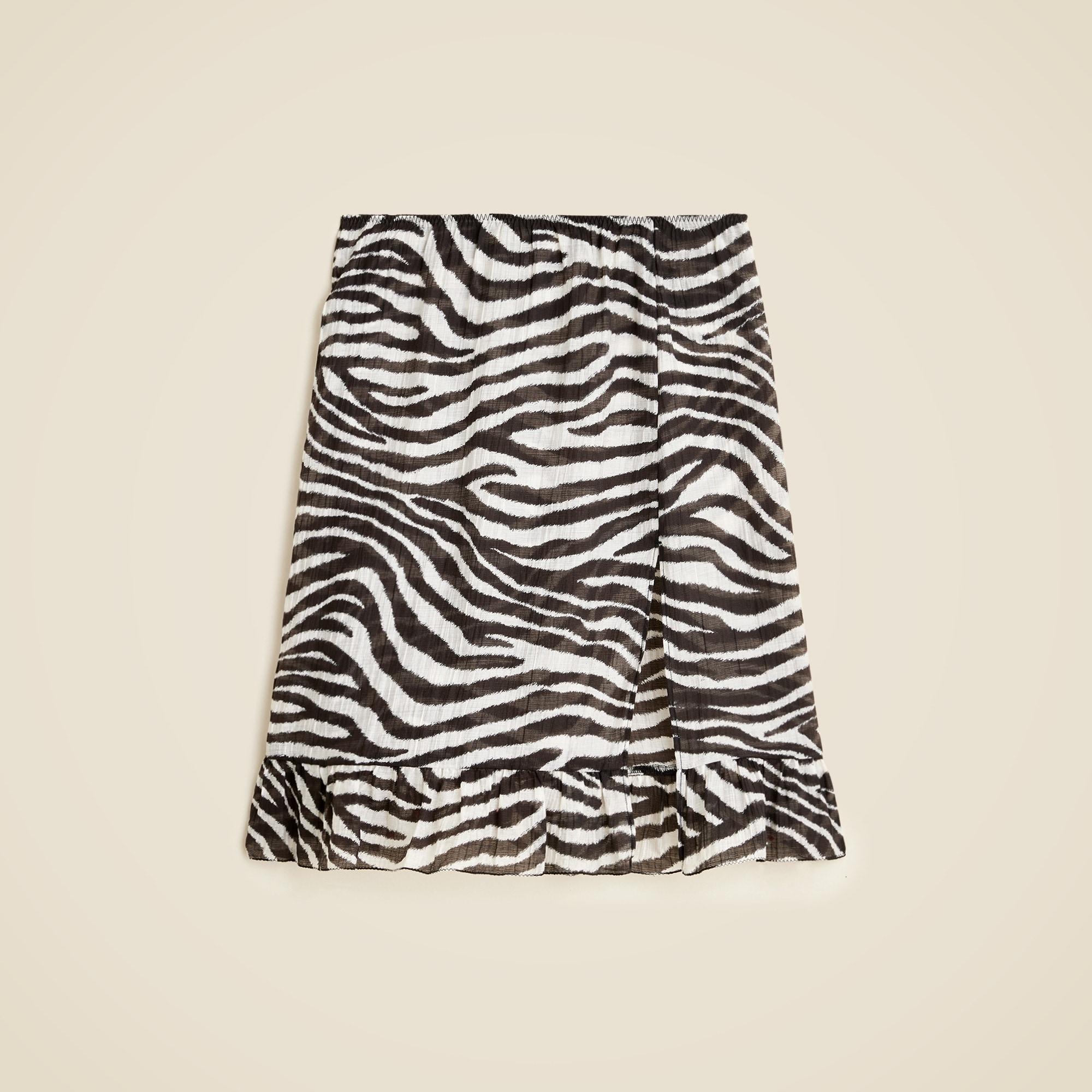Crinkled ruffle-trim skirt in zebra print Product Image