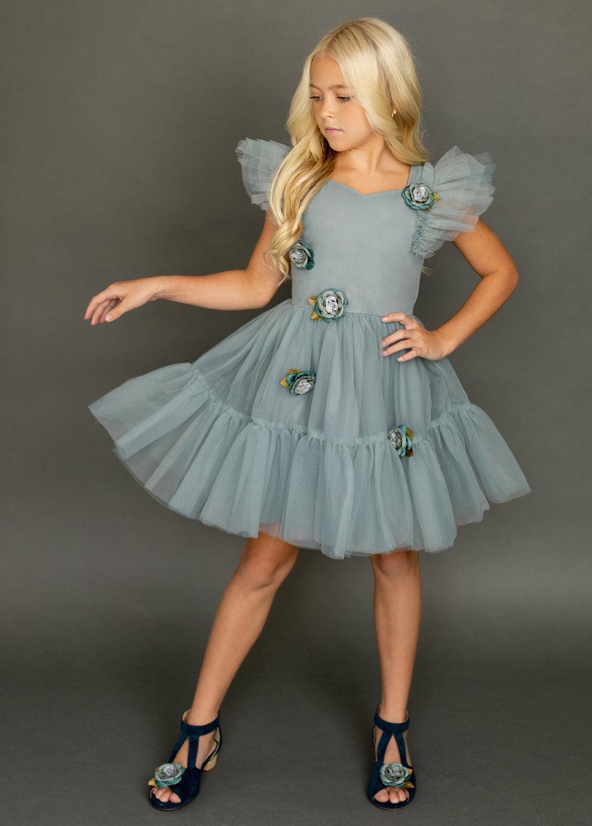 Elain Dress in Dusty Teal Girls Product Image
