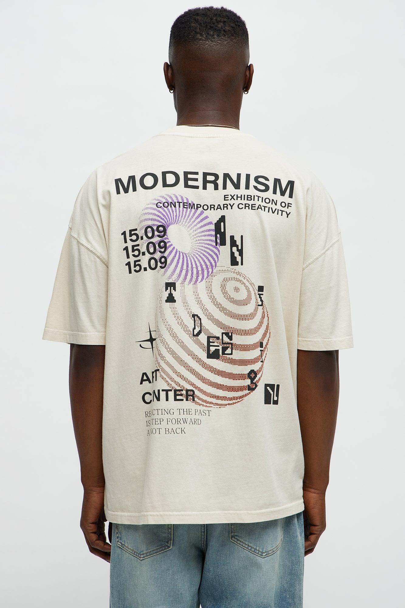 Modernism Art Center Oversized Short Sleeve Tee - Cream Product Image