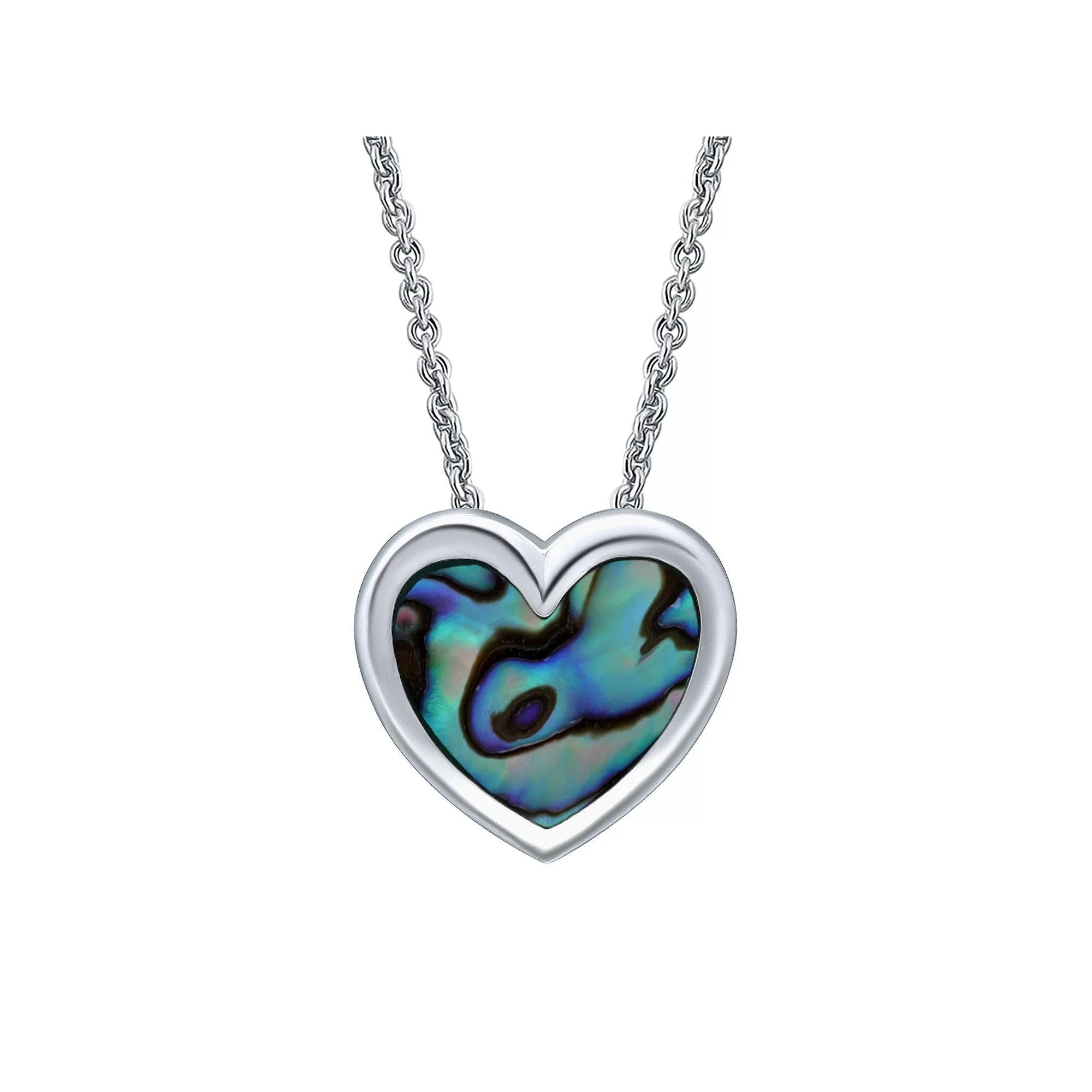 Aleure Precioso Silver Plated Abalone Heart Pendant Necklace, Women's, Size: 18", Silver Tone Team Product Image