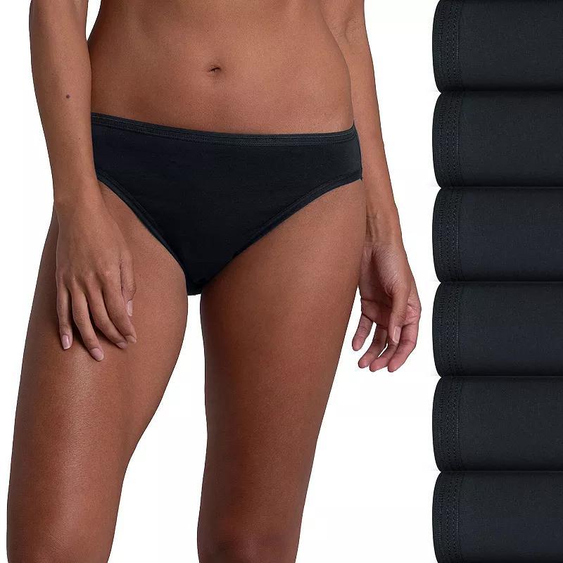Women's Fruit of the Loom® 6 -Pack Cotton Bikini Brief Set 6DKBKAP, Size: 7, Beet Purple Blue White Product Image