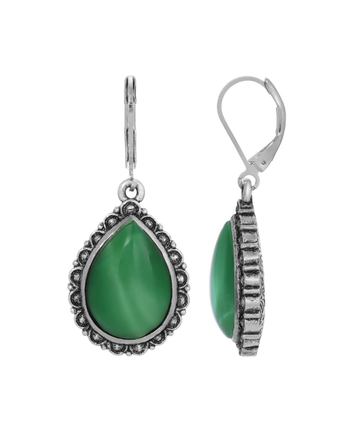 1928 Silver Tone Teardrop Earrings, Womens Product Image