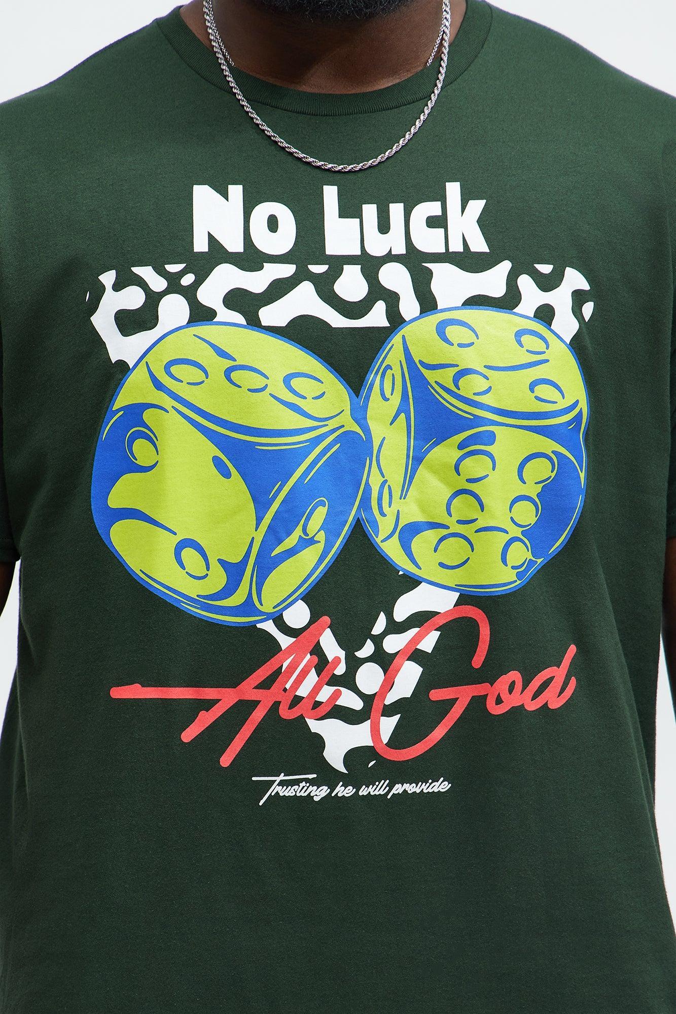 No Luck All God Short Sleeve Tee - Green Product Image