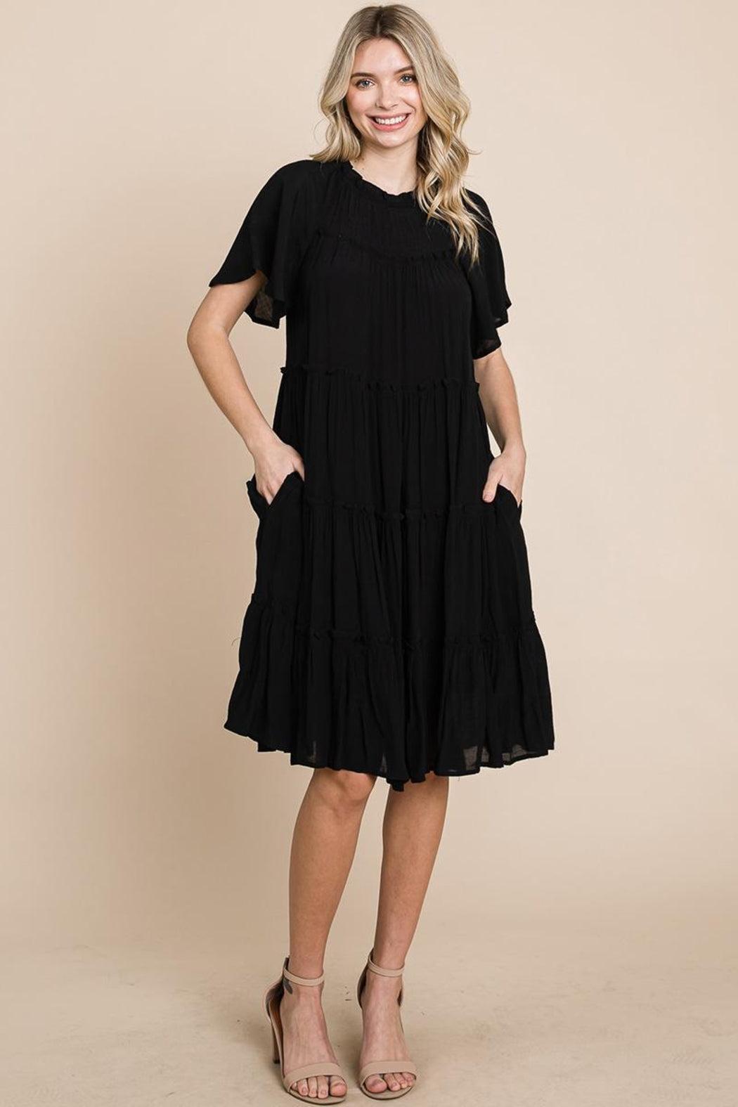 Tiered Babydoll Dress With Pockets Female Product Image