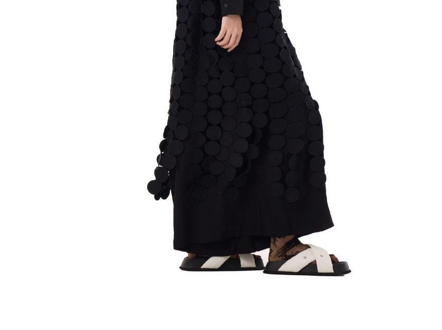 Long-Sleeve Cutout Fringed Midi Shirt Dress Product Image