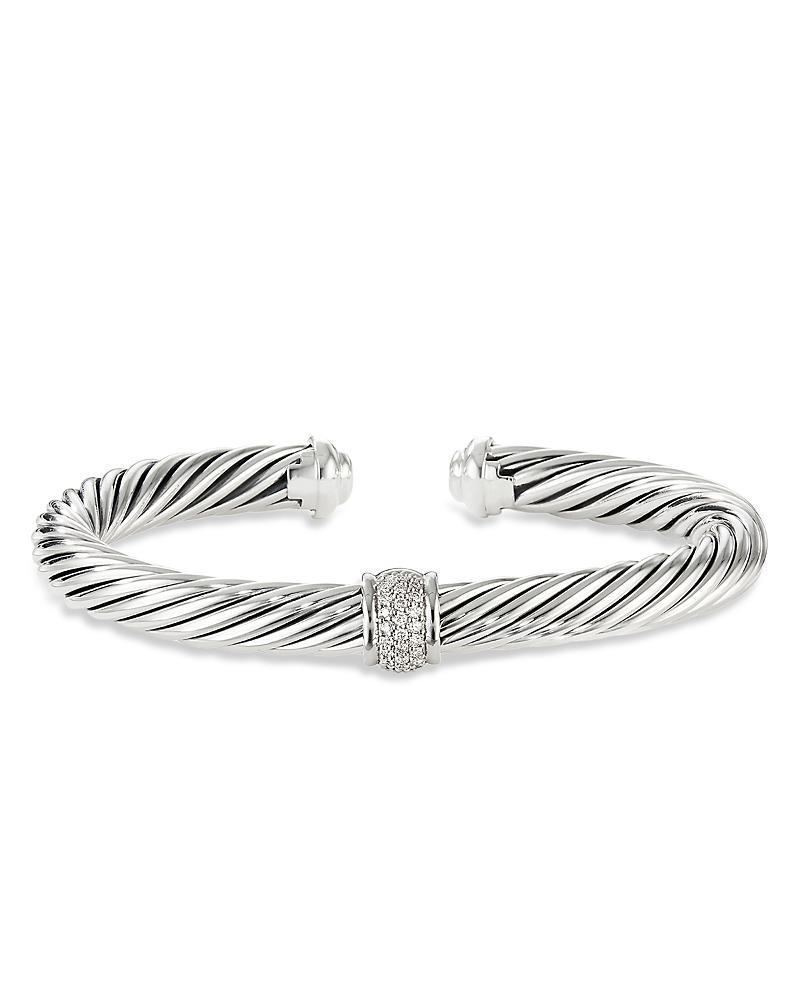 Womens Cable Classics Bracelet with Pav Diamond Station Product Image