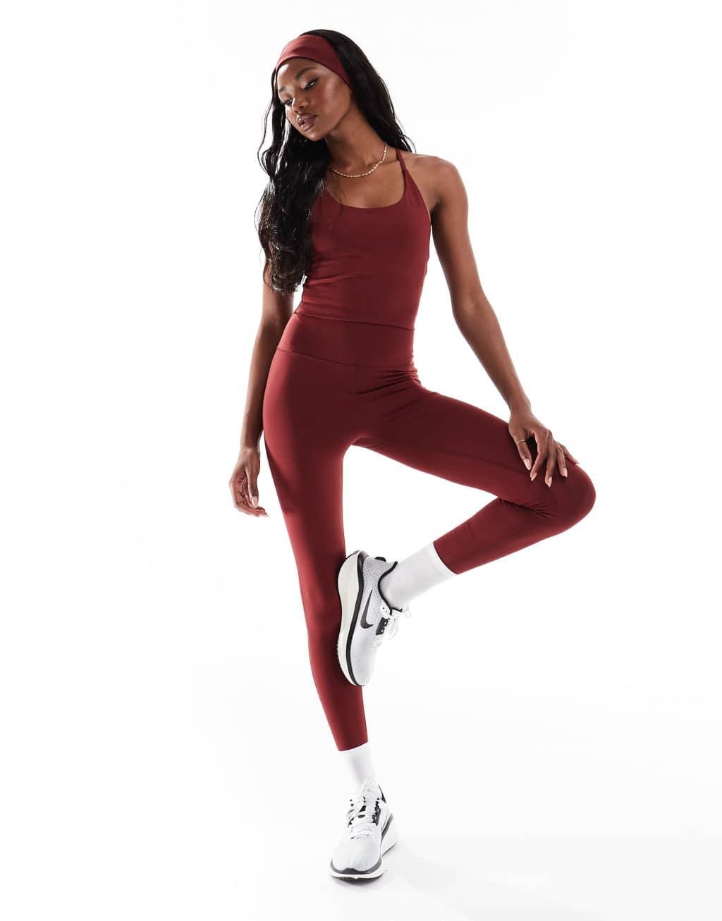 4505 Icon soft touch yoga cami tank top with shelf bra in burgundy  Product Image