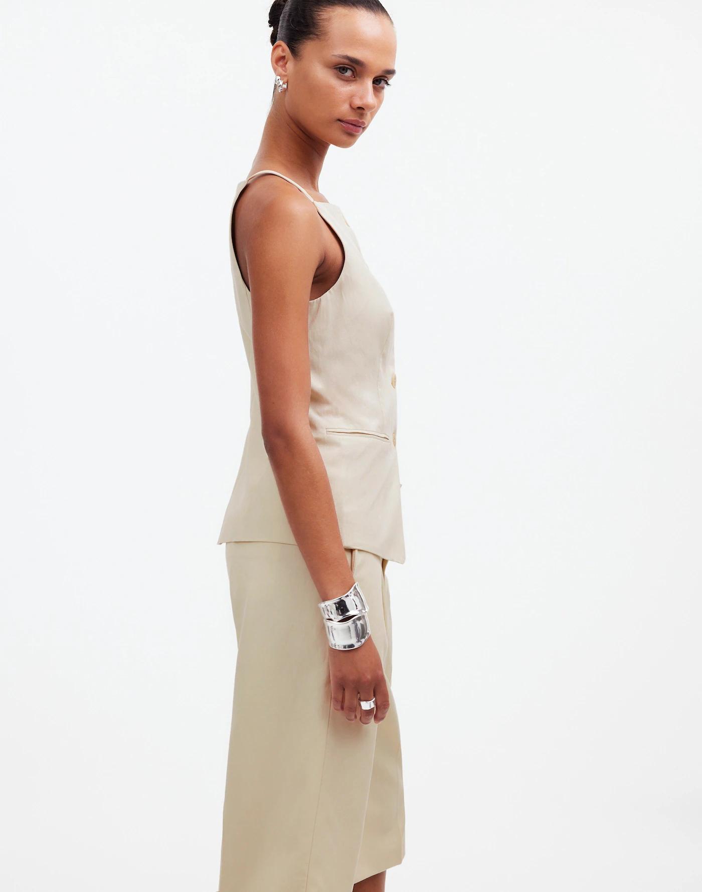 Square-Neck Vest in Drapey Twill Product Image