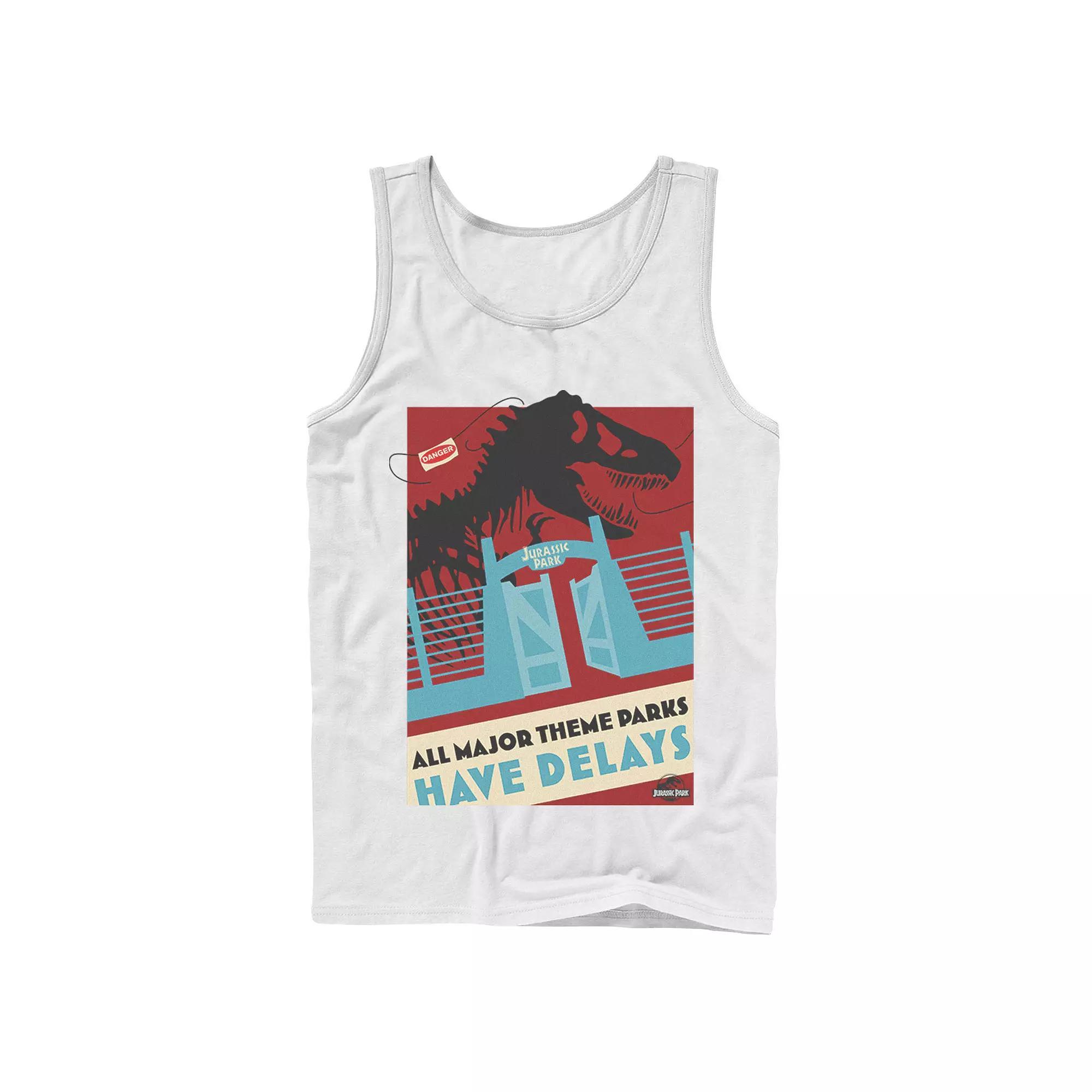 Men's Jurassic Park Delays Simple Gate Tank Top, Size: Large, White Product Image