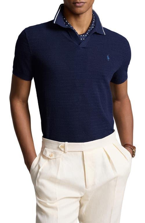 Mens Striped Cotton-Blend Polo Shirt Product Image