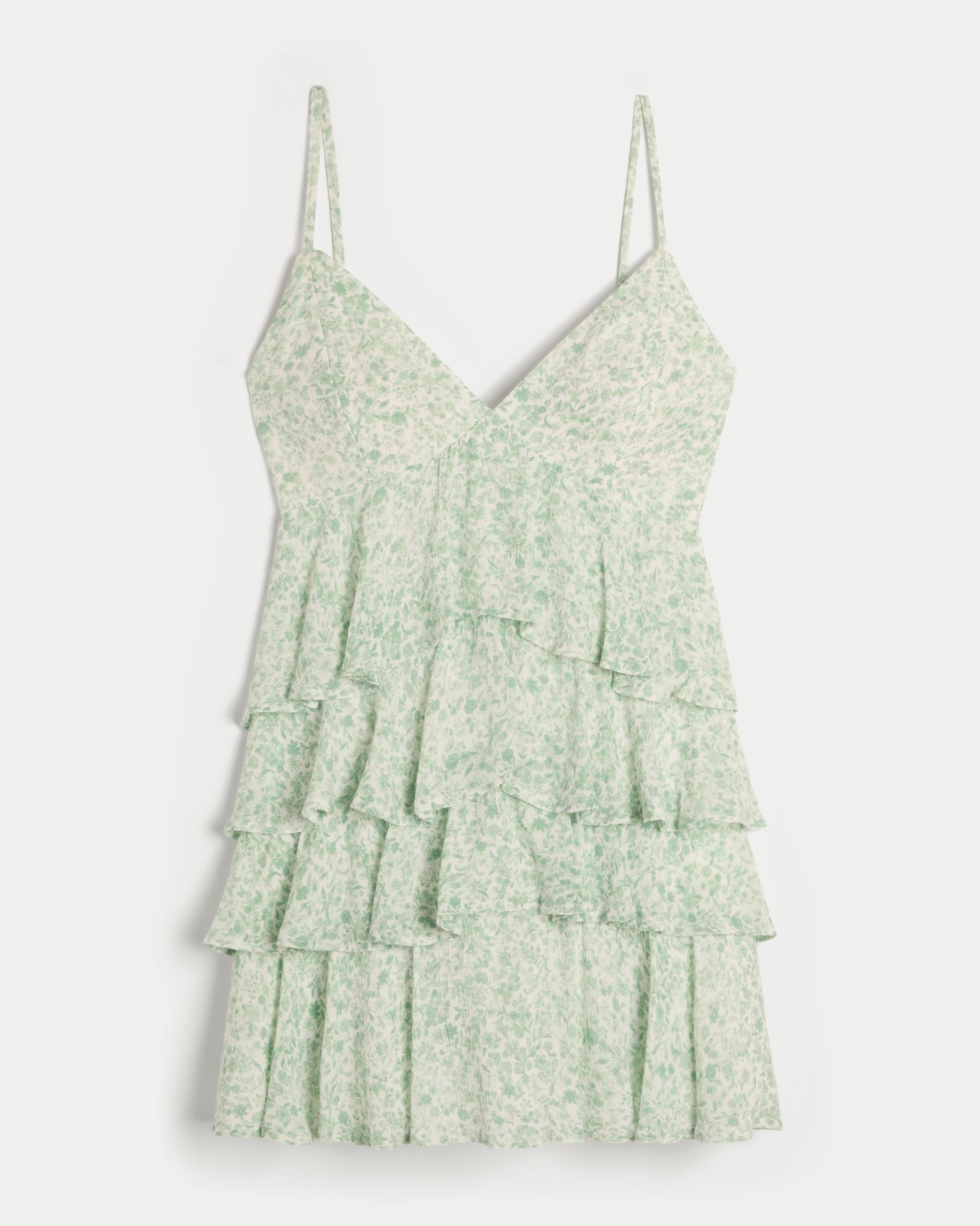 V-Neck Ruffled Tier Babydoll Mini Dress Product Image