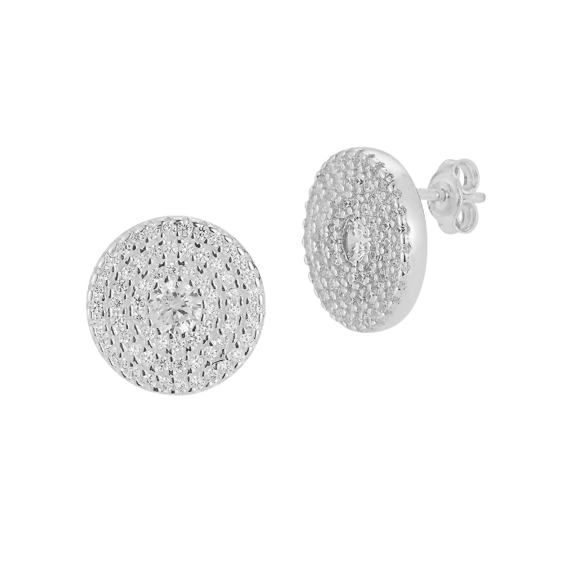 Sunkissed Sterling Silver Over Cubic Zirconia Stud Earrings, Women's, Silver Tone Product Image