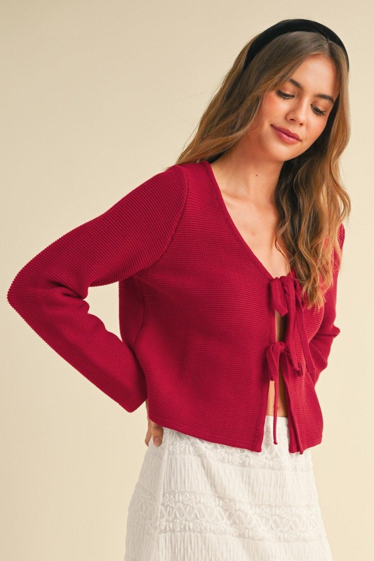 Tie Front Knit Cardigan Product Image