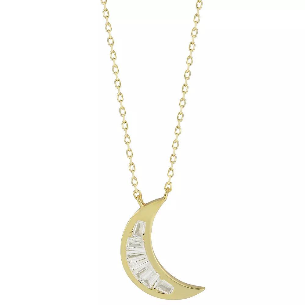 Sunkissed Sterling Cubic Zirconia Moon Pendant Necklace, Womens Gold Tone Product Image