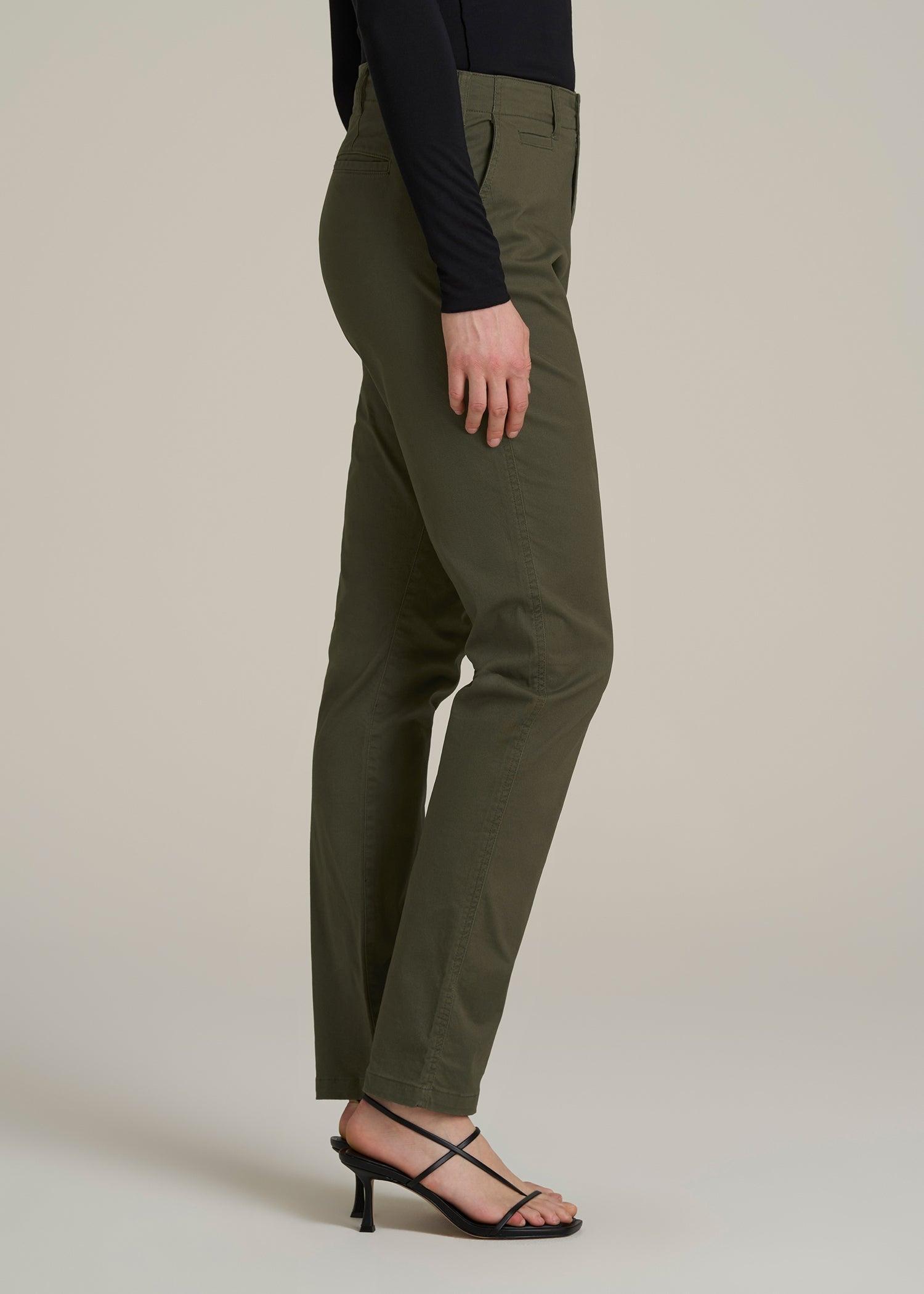 High Rise Tapered Chino Pants for Tall Women in Forest Night Product Image