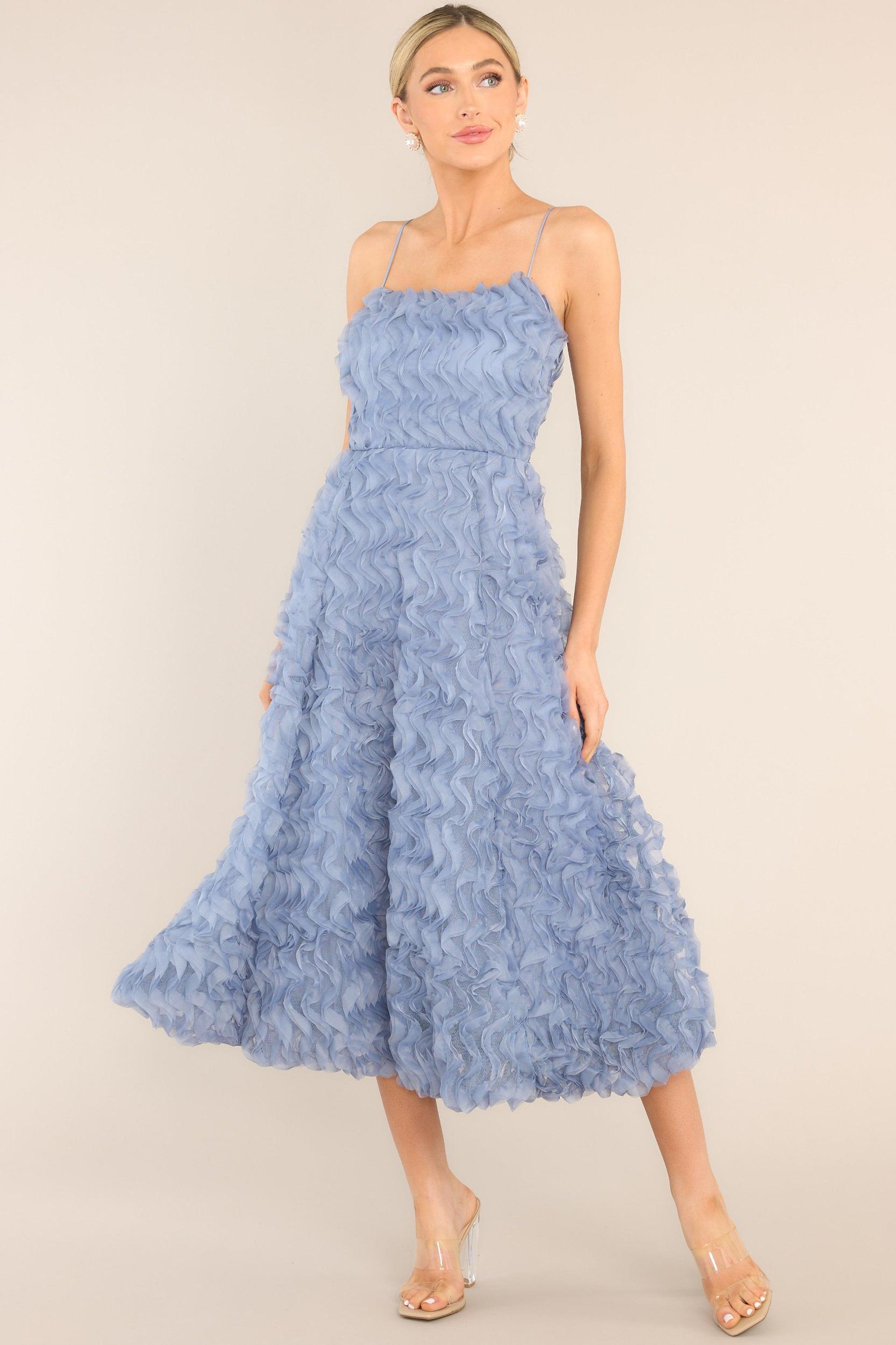 Spectacular Magic Dusty Blue Midi Dress Product Image