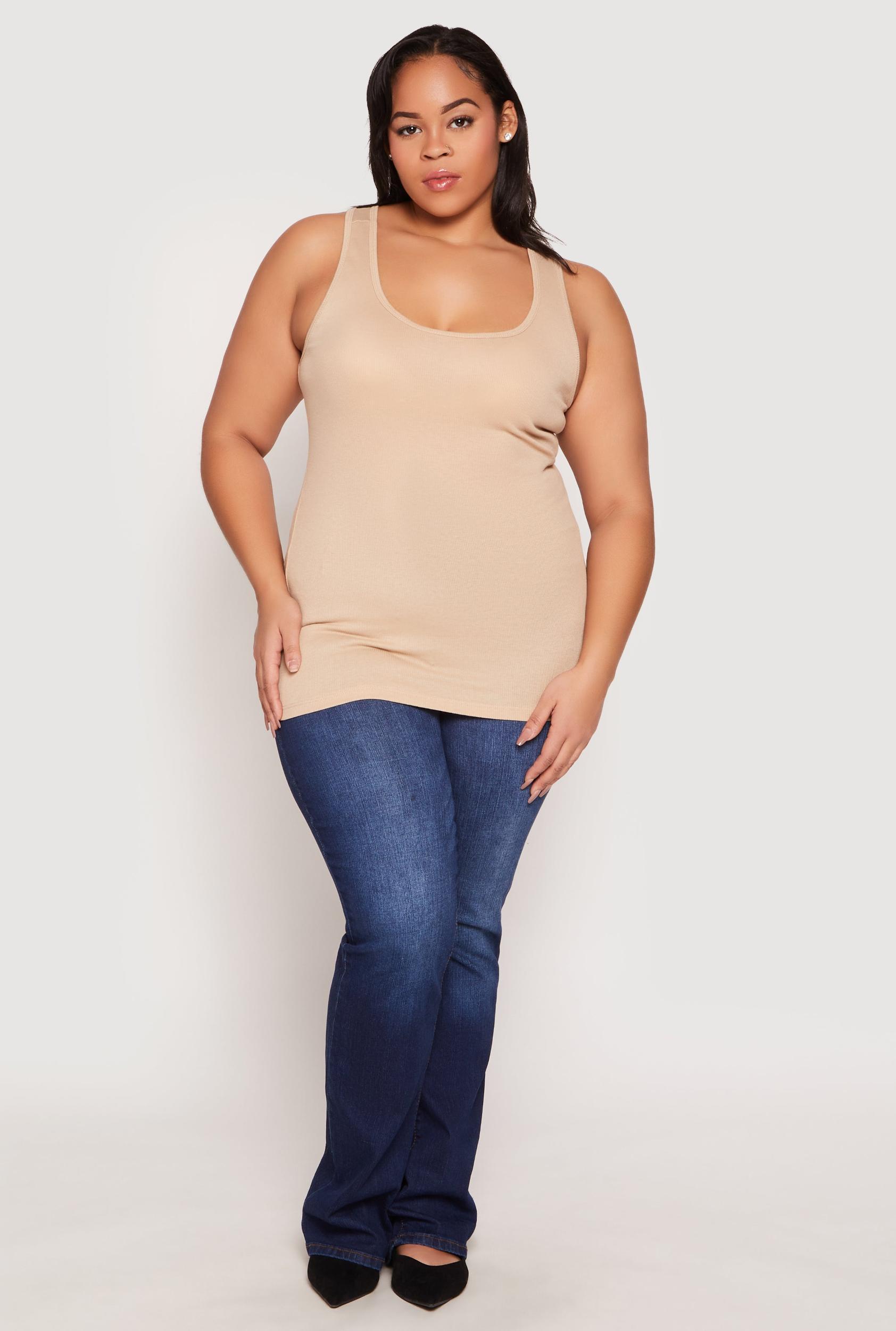 Womens Plus Size Rib Knit Tank Top Product Image